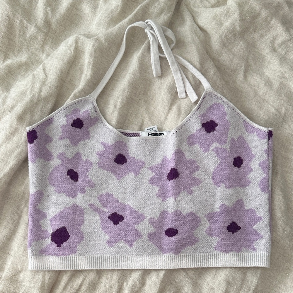 RSQ Lavender and Cream Knit Top